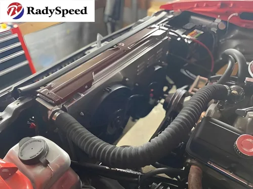 Vista 7 de Radiador de aluminio de 4 filas, cubierta y ventiladores para Chevy 70-81 Camaro/78-87 Monte Carlo, radiador de repuesto, radiador de aluminio