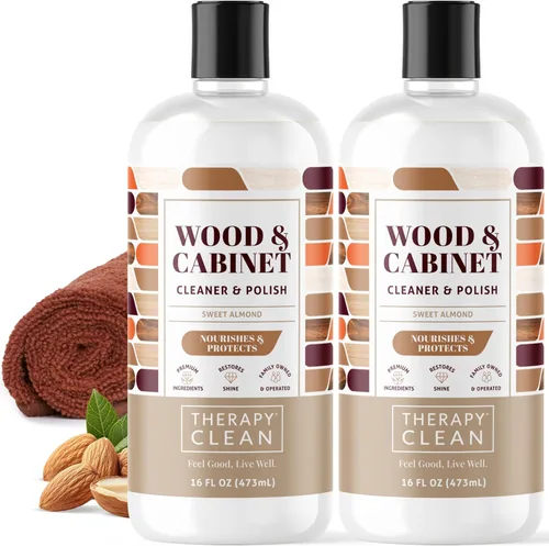 Vista 10 de Kit de pulido de madera Therapy con microfibra 16 oz. - Mejor limpiador de muebles de madera - Aroma a almendra - Limpiador, restaurador