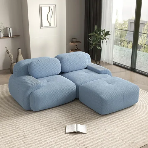 Vista 113 de Sofá biplaza moderno de 80 pulgadas para sala de estar, sofá de pana en forma de nube con asiento profundo, sofá modular negro, sofás de dos plazas