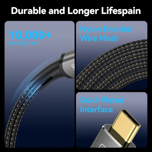 Vista 9 de Cable de extensión largo USB4 Thunderbolt 4 5M 16.5 pies 8K USB C M/M 240W carga rápida 40Gbps transferencia de datos 7680 * 4320 8K @60Hz 4K @144Hz