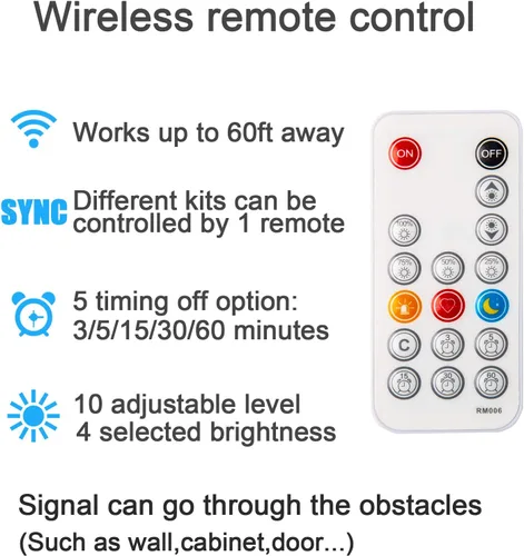 Vista 3 de WOBANE - Luz para debajo de la encimera, iluminación led regulable, 6 tiras de luz con control remoto para cocina, estante, despensa, escritorio