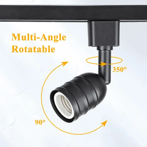 Vista 4 de Mecgirn Cabezas de iluminación H Track Base E26, accesorios de luz de pista de halo negro, luces giratorias ajustables, paquete de 3