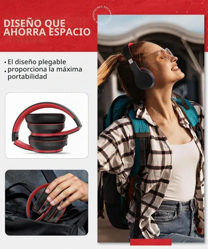 Vista 4 de rockpapa E7 Auriculares Inalámbricos Bluetooth Sobre la Oreja con Micrófono, Auriculares Plegables con Cable/Inalámbricos con Micrófono para Niños