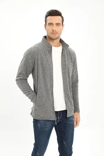 Vista 7 de TACVASEN Chaquetas de forro polar para hombre, chaqueta ligera con cremallera completa, abrigos casuales suaves y cálidos con bolsillos
