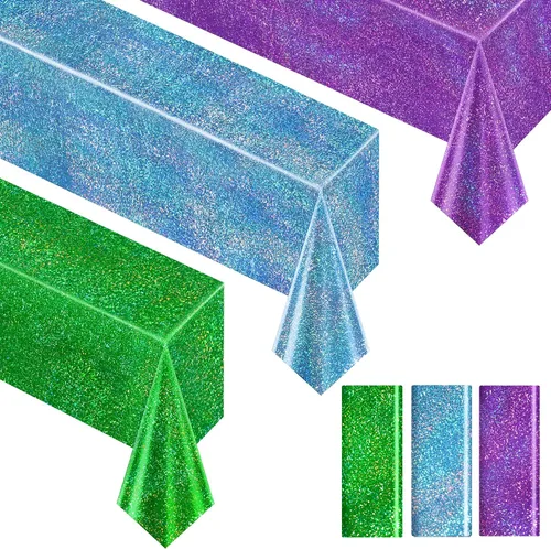 Vista 18 de Just Shimmer Mantel holográfico azul claro de 40" x 108" Decoración de fiesta rosa fuerte Día de San Valentín Fiesta de cumpleaños Decoración