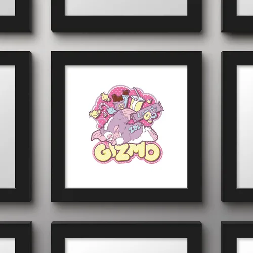 Vista 2 de Trends International Gallery Pops Gremlins - Arte de pared de caramelo de Gizmo pastel, versión enmarcada negra, 12 x 12 pulgadas