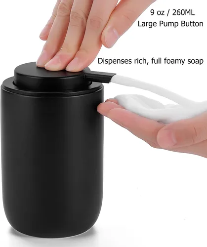 Vista 2 de rejomiik Dispensador de jabón espumoso, dispensador de jabón de manos de espuma de cerámica gruesa para baño o fregadero de cocina, botellas de Negro