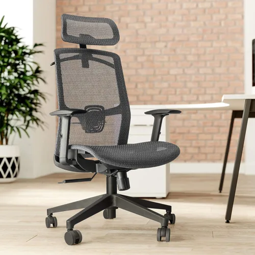 Vista 7 de Furmax Silla ejecutiva ergonómica de oficina con asiento de malla, respaldo alto, silla de escritorio para computadora con reposacabezas ajustable
