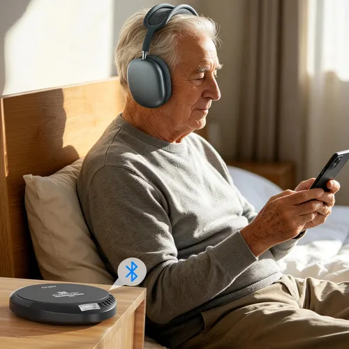 Vista 3 de Coby Reproductor de CD Bluetooth portátil con radio FM y auriculares, disco recargable anti-salto con reproducción de MP3, entrada AUX, súper bajo