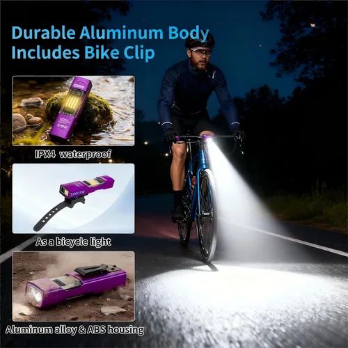 Vista 7 de Linterna EDC recargable de 365 nm con RGB, mini linterna LED magnética de 1500 lúmenes, linterna de bolsillo con memoria de modo para trabajar