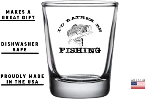 Vista 3 de Rogue River Tactical Divertido regalo de cristal con texto en inglés "I'D Rather Be Fishing Bass Fishing Bass Shot", regalo para pescador, papá
