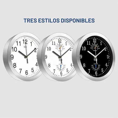 Vista 2 de HITO Reloj de pared silencioso de 10 pulgadas, funciona con pilas, sin tictac, cubierta de vidrio, marco de aluminio plateado, para decoración