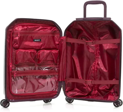 Vista 4 de DKNY Equipaje 21" vertical con 8 ruedas giratorias, Abs+pc Case, Bolsa de fin de semana, Borgoña, Equipaje 21" vertical con 8 ruedas giratorias