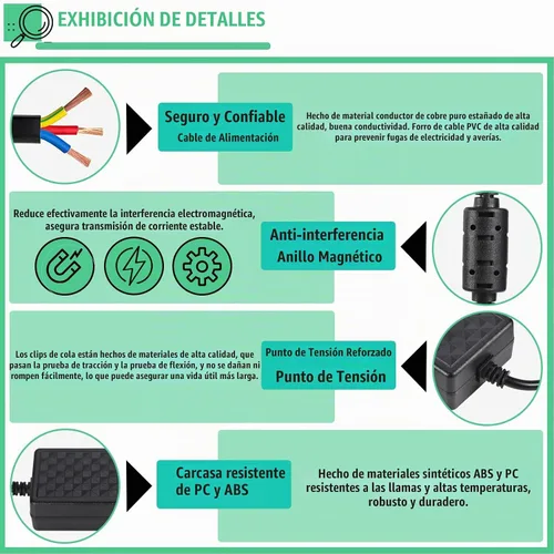 Vista 6 de 24V 6A Power Supply Adapter,AC 100-240V to DC 24Volt 6Amp 144W Transformers