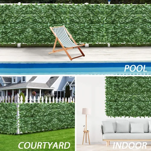 Vista 2 de ECOOPTS - Cerca de hiedra artificial, pantalla de privacidad extensible/estirable para decorar paredes, adorno de hojas y enredadera para hogar