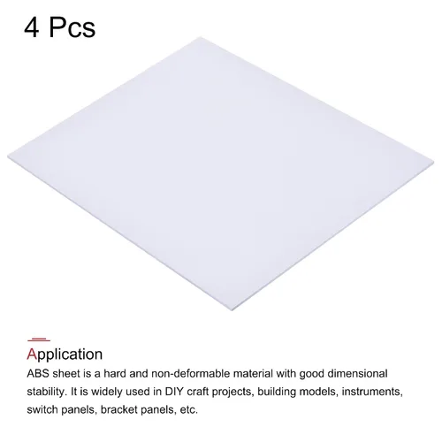Vista 3 de MECCANIXITY Hoja de plástico ABS blanco de 10 x 8 x 0.06 pulgadas para modelo de construcción, manualidades de bricolaje, panel, paquete de 4