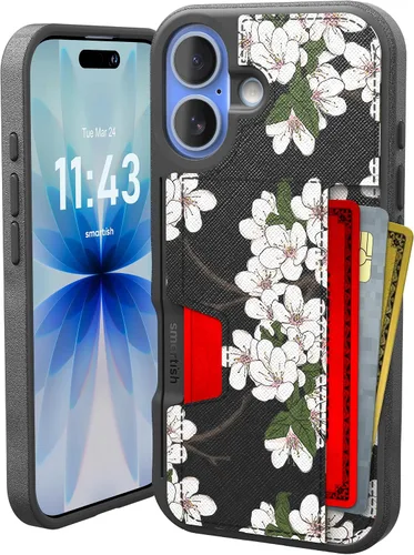 Vista 24 de Smartish Funda tipo cartera para iPhone 11 Pro - Wallet Slayer Vol. 2 [soporte protector delgado] tarjetero (seda) - Black Tie Affair Holds 3