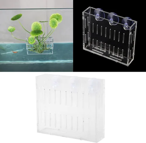 Vista 8 de Yosoo Health Gear Taza de plantación de acuario, maceta acrílica para plantas acuáticas, soporte para macetas acuáticas con 3 ventosas, taza