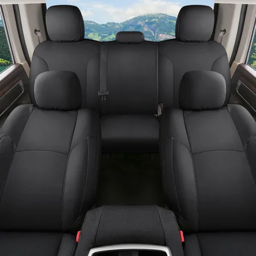 Vista 52 de Coverado Chevy Silverado - Juego completo de fundas de asiento de lona impermeables, apto para Silverado GMC Sierra 2007-2013 y 2019-2025 1500 Negro