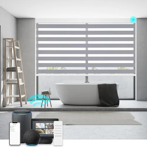 Vista 12 de Persianas de cebra Changshade para ventanas interiores con filtro de luz, persianas de cebra con cordón para puertas corredizas de vidrio