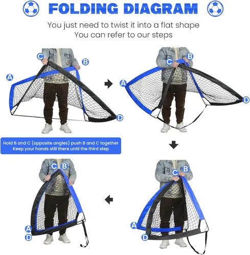 Vista 4 de Simple Deluxe Juego de 2 porterías de fútbol portátiles de 4 x 3 pies, red de fútbol desplegable para juegos de patio trasero y entrenamiento
