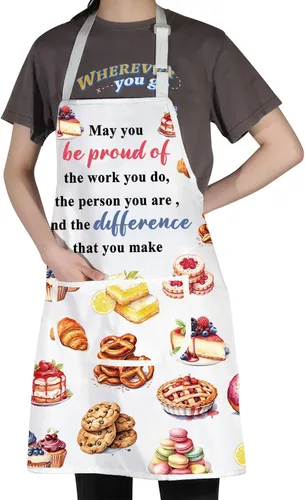 Vista 3 de Delantal de chef pastelero - Regalos para amantes de los postres - Delantal para hornear con postres