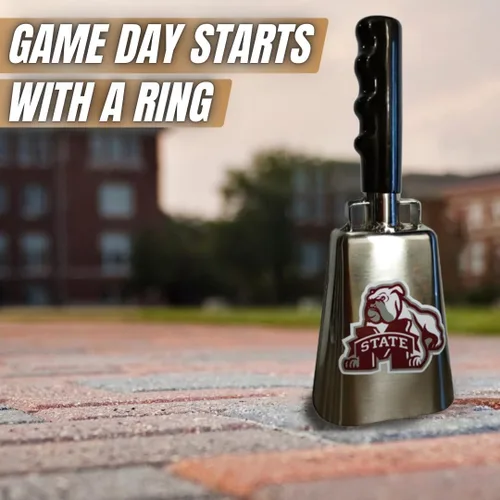 Vista 7 de Cencerro cromado de Mississippi State de 10.0 in con logotipo de bulldog intimidante impreso