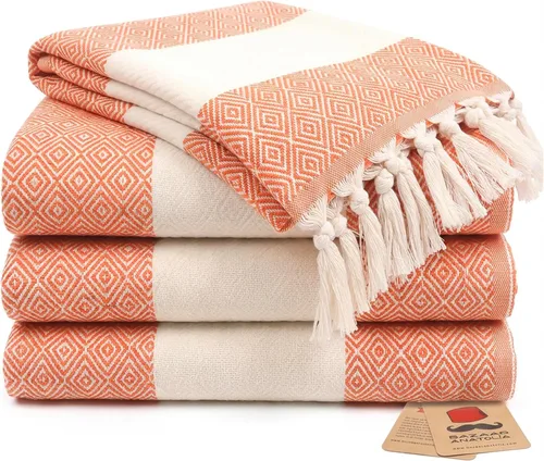 Vista 30 de Bazaar Anatolia Toallas de mano – Juego de 4 39 x 19 pulgadas – Toalla de mano turca a rayas para baño, 100% algodón, cocina, cara, cabello, té