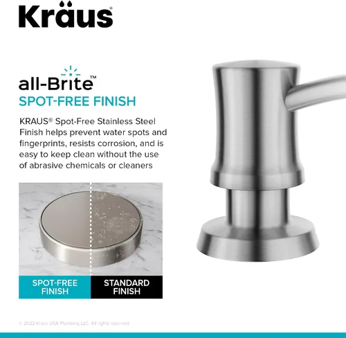 Vista 8 de Dispensador de jabón y loción de cocina Kraus en acero inoxidable libre de manchas, KSD-54SFS Acero inoxidable sin manchas.