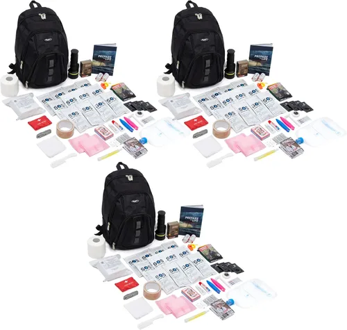 Vista 4 de Solo Series Complete - Kit de supervivencia de 72 horas para 1 persona con alimentos, agua, guía de emergencia, mochila negra y equipo esencial