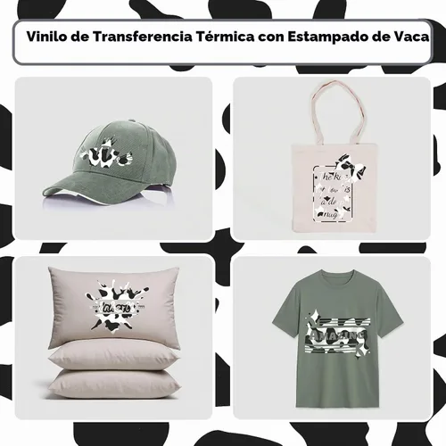 Vista 2 de HTVRONT Vinilo HTV con estampado de vaca, vinilo para planchar con patrón animal de 12 pulgadas x 8 pies Cow Printed Animal Pattern Iron on Vinyl