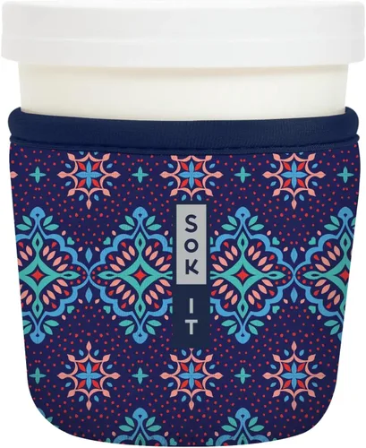 Vista 135 de Sok It IceCreamSok - Funda de neopreno aislada (flores abstractas, pintas de helado cónicas)
