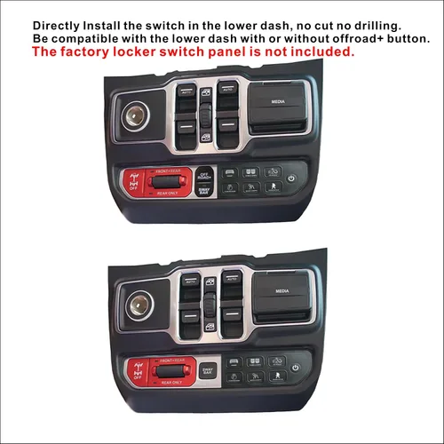 Vista 2 de Voswitch Panel de interruptores inferior JL300 compatible con Jeep Wrangler JL JLU 2018 - Current y Gladiator 2020+