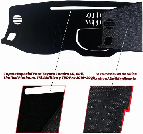 Vista 2 de Cubierta de tapete para salpicadero, consola central interior personalizada compatible con Toyota Tundra 2014, 2015, 2016, 2017, 2018, 2019, 2020