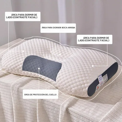 Vista 7 de Almohadas para dormir de lado, almohada de protección de vértebra cervical, almohada de cama de altura ajustable para dolor de cuello, almohada