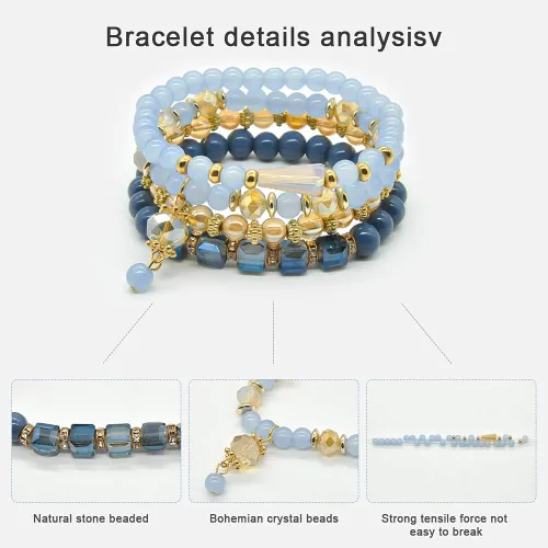 Vista 2 de VONRU - Conjuntos de pulseras bohemias para mujer, 6 juegos de pulseras elásticas apilables multicolor, estilo hippie, joyas finas