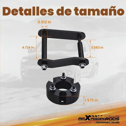 Vista 3 de Kit de nivelación de elevación de 7,5 cm delantera y 5 cm trasera para Nissan Frontier Xterra 2005-2023, para Suzuki Equator 2009-2012, espaciadores