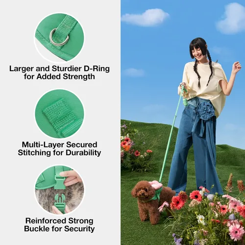 Vista 6 de VETRESKA Flora - Juego de arnés para perro, correa y collar, arnés de chaleco para perro sin tirones para caminar y entrenar, ajustable, fácil