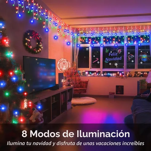 Vista 3 de JXLEDAYY Luces de Navidad superlargas de 1280 luces LED de 131 pies con 240 caídas, enchufables, con 8 modos de decoración de Navidad, para Multi