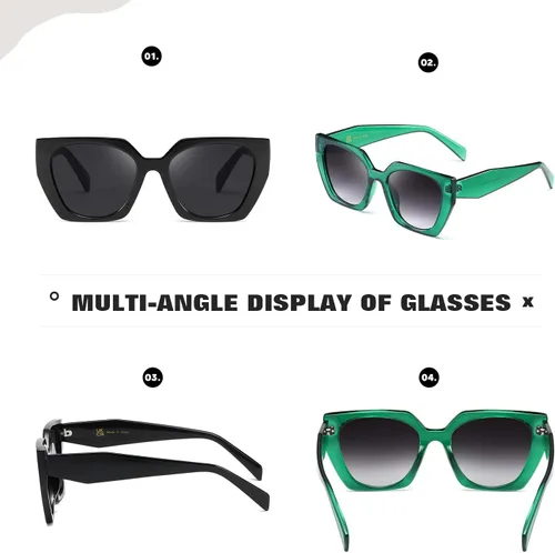 Vista 3 de Gafas de sol retro para mujer y hombre, cuadradas, modernas, modernas, modernas, con protección UV, parasol