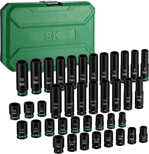 Vista 10 de SK Juego de dados de impacto de 1/2", 30 piezas de enchufes métricos, acero CR-MO