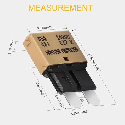 Vista 41 de GLOSO Circuit Breakers E37 Auto (T1) Reset Low Profile ATC/ATO - 1 Pack (3A)