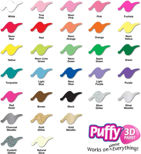 Vista 7 de Puffy Bulk Buy Paint - Juego de 30 pinturas 3D no tóxicas de alta calidad. Seguro para niños, ideal para proyectos escolares, permanente en tela