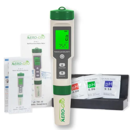 Vista 8 de Medidor digital 5 en 1: 5 funciones: pH, TDS, EC, % de salinidad, salinidad ppm y temperatura, impermeable IP67, probador tipo bolígrafo