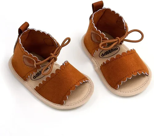 Vista 6 de Sandalias de verano para bebés, niños y niñas, para vestido de boda, zapatos planos para recién nacidos, zapatos de cuna para primeros pasos