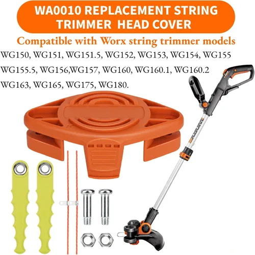 Vista 3 de WA0010 Cabezal de repuesto de policarbonato compatible con recortadoras de cuerda WORX WA0004 WG154 WG163 WG160 WG180 WG175 WG155 WG151, con 14