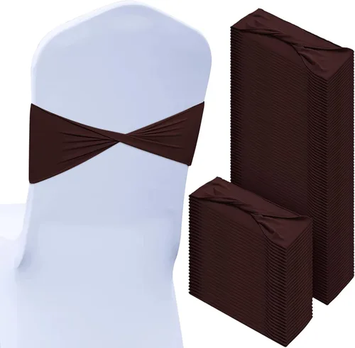 Vista 23 de CHENGU 100 bandas de elastano para silla, con lazo liso, para bodas, sin hebilla, decoraciones de cumpleaños, lazos elásticos, bandas deslizantes