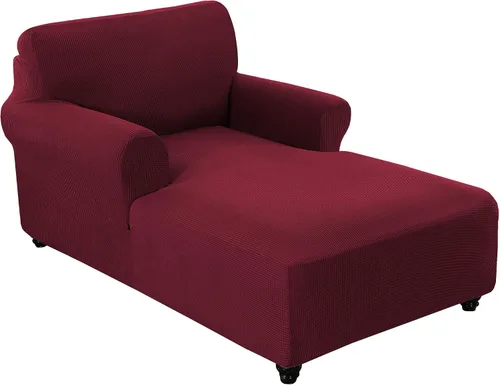 Vista 8 de FantasDecor Funda Elástica para Chaise Lounge Funda de Silla con Patrón de Celosía con Reposabrazos para Sala de Estar Dormitorio Doble Brazo Tela