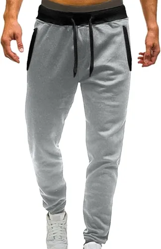 Vista 2 de Pantalones deportivos para hombre, pantalones deportivos con cordón elástico en la cintura ajustada, pantalones deportivos de entrenamiento
