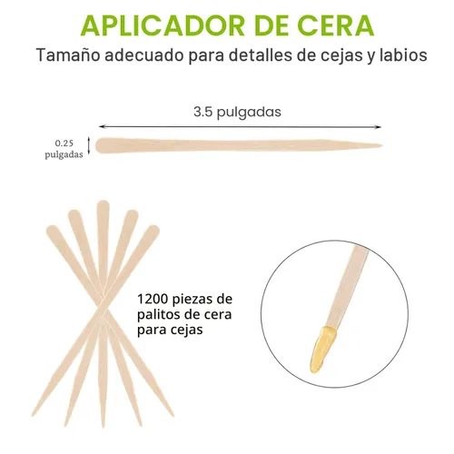 Vista 2 de Paquete de 1200 palitos de cera de madera, espátulas de cera, palitos aplicadores de cera pequeños, palitos de madera, espátulas aplicadoras